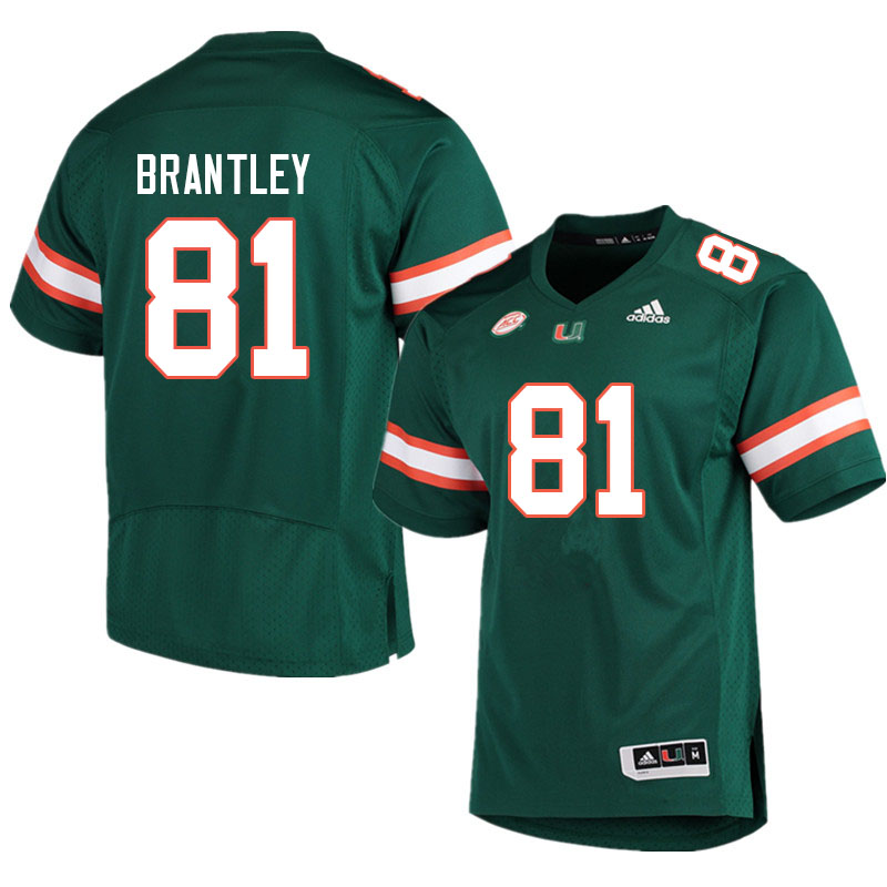 Men #81 Kahlil Brantley Miami Hurricanes College Football Jerseys Sale-Green